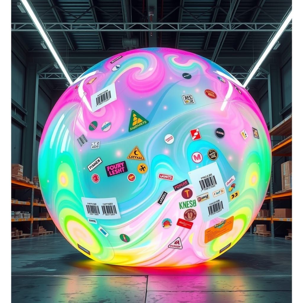 Giant Translucent Slime in a Futuristic Warehouse