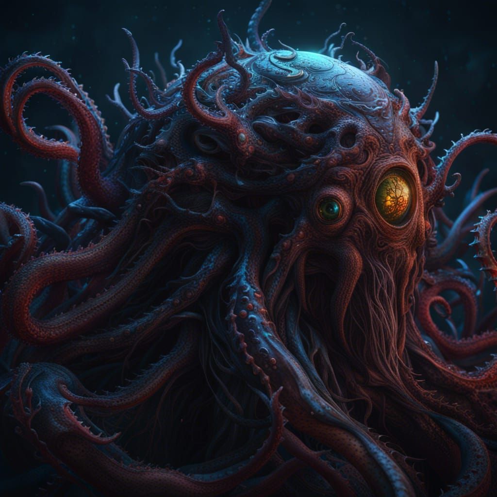 Amorphous Tentacle Creature Concept Art in 8K