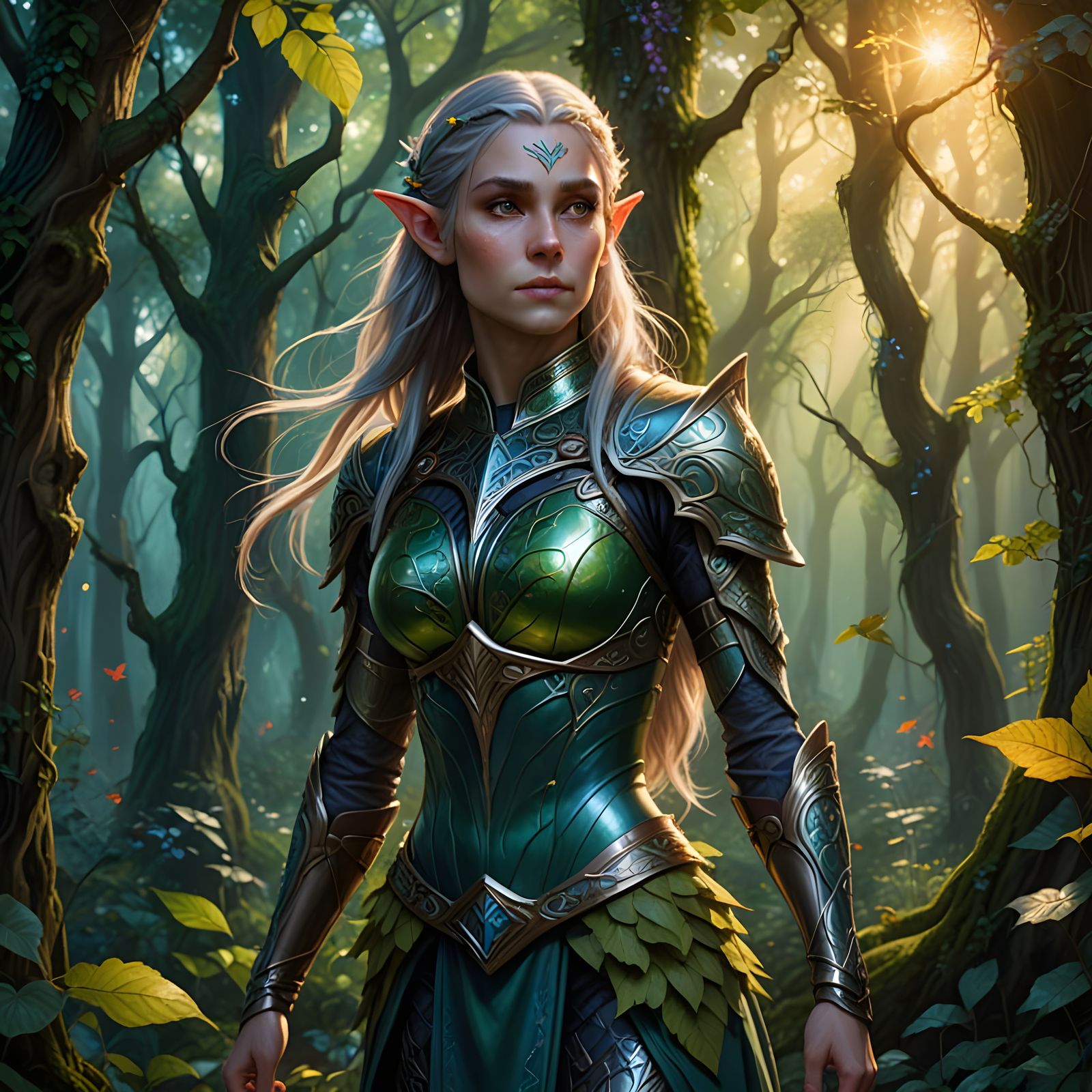 Ethereal Female Elf in Ancient Armor