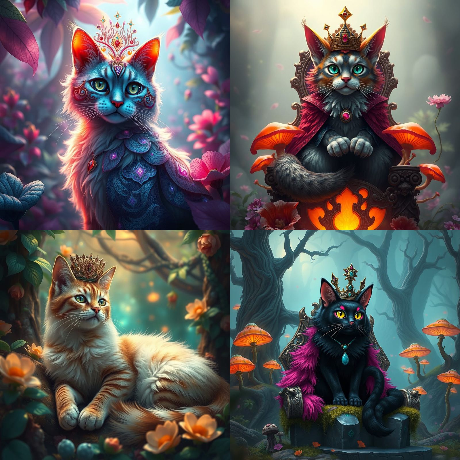 Queen Poppy as a Cat: Detailed Fantasy Art