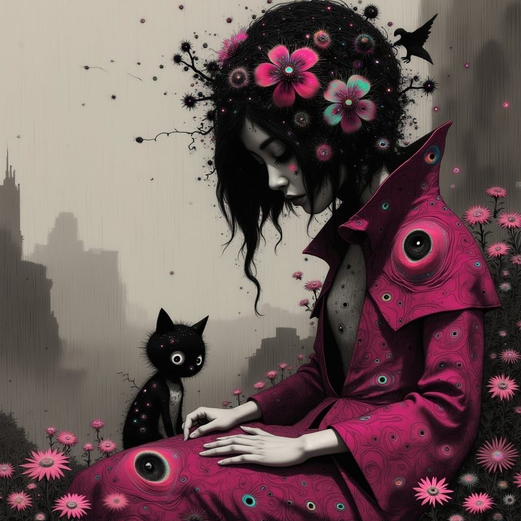 Retro-Futuristic Goddess in Whimsical Rococo Gown