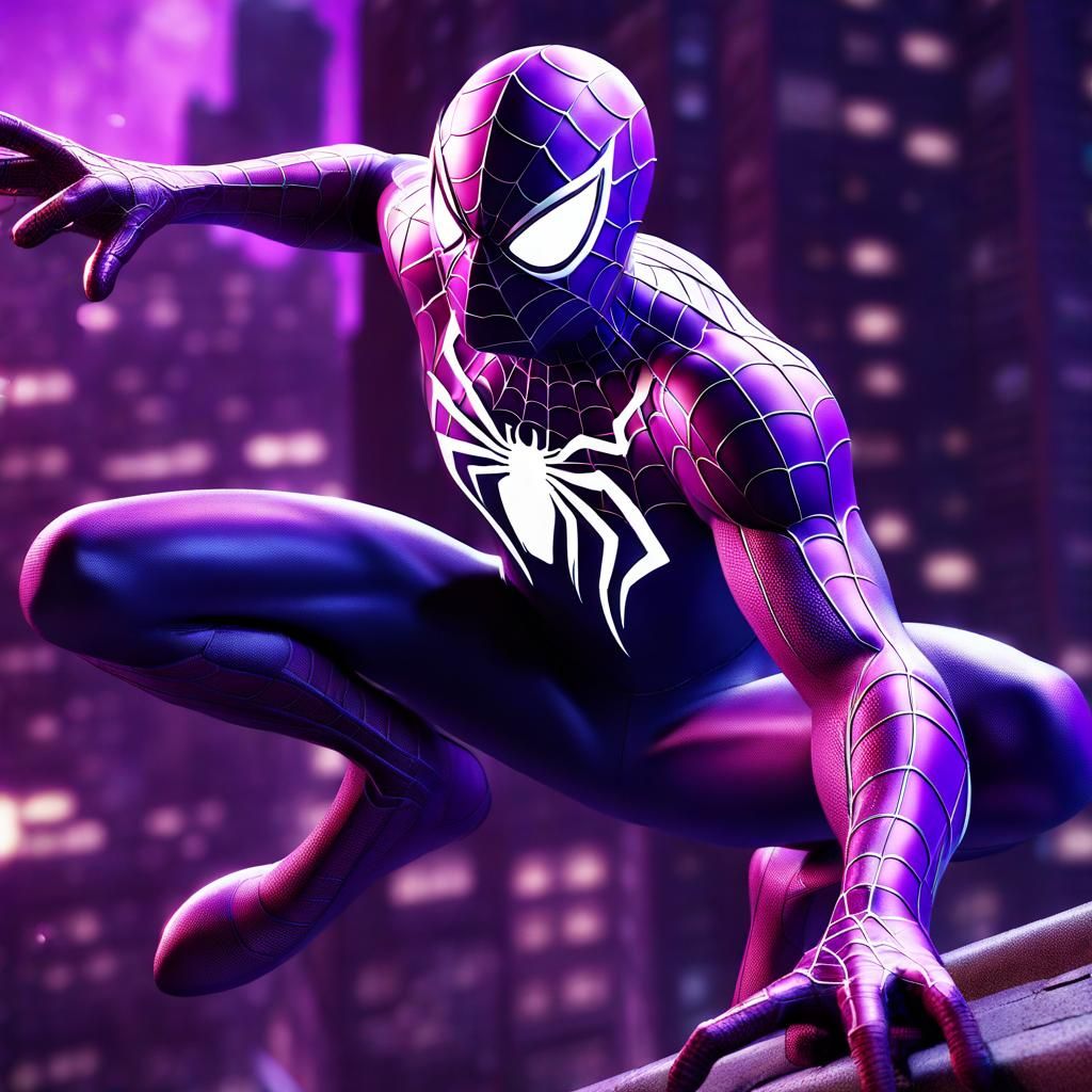 Stylized Purple Spiderman with Silver Highlights