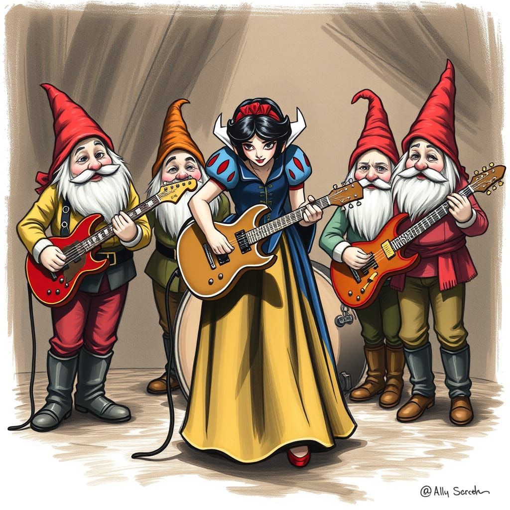 Fairy Tale Rock Band in a Whimsical Scene
