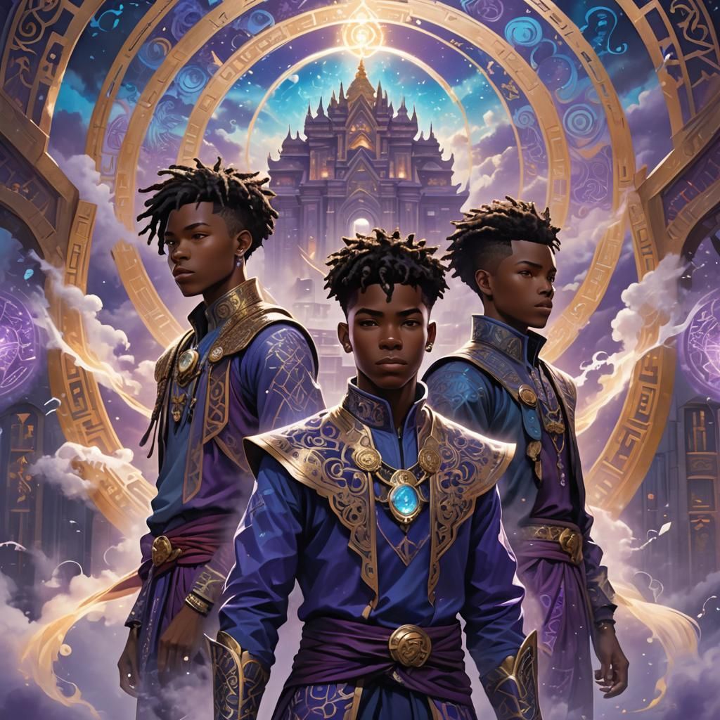 Mystical African American Youths in Anime Style