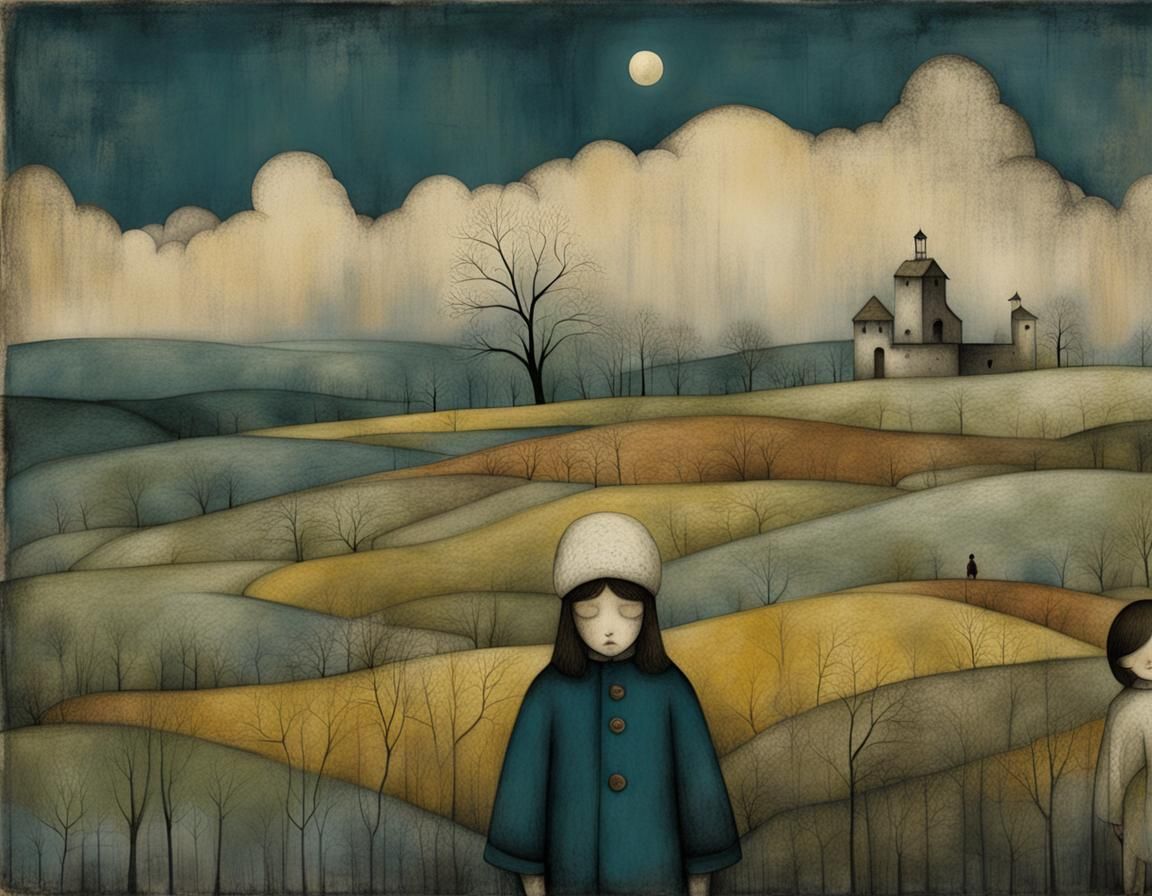 Girl in Children's Book Illustration Style