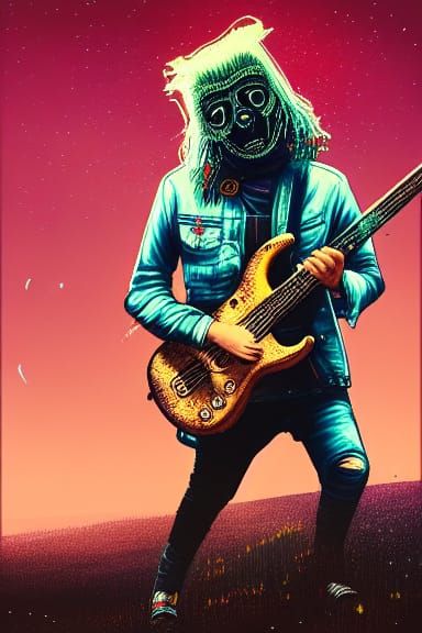 Rockstar Guitarist Punk Metalhead in Concert