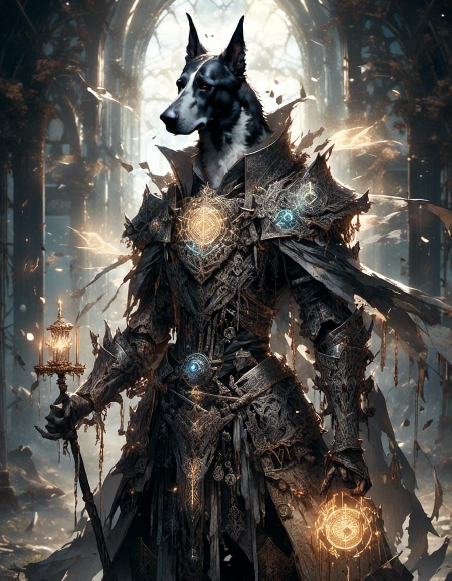 Great Dane Knight with Magic Glyphs Portrait