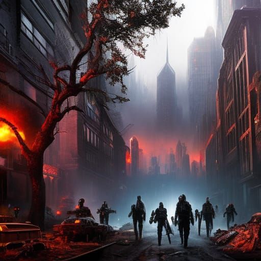 Zombie Apocalypse City: Hyperdetailed Digital Painting