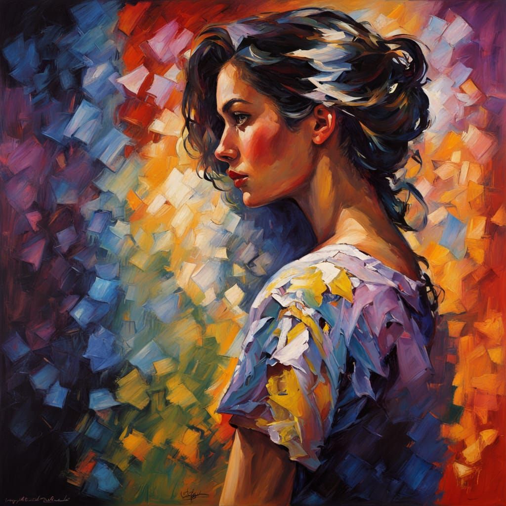 Heartbreak in Vibrant Colors, Oil Painting Style