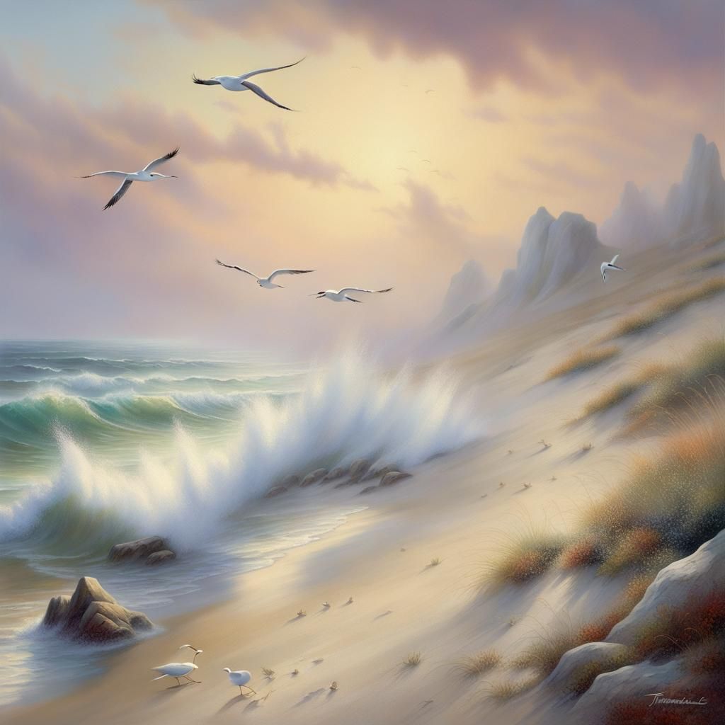 Ethereal Beach Scene in Fantasy Style
