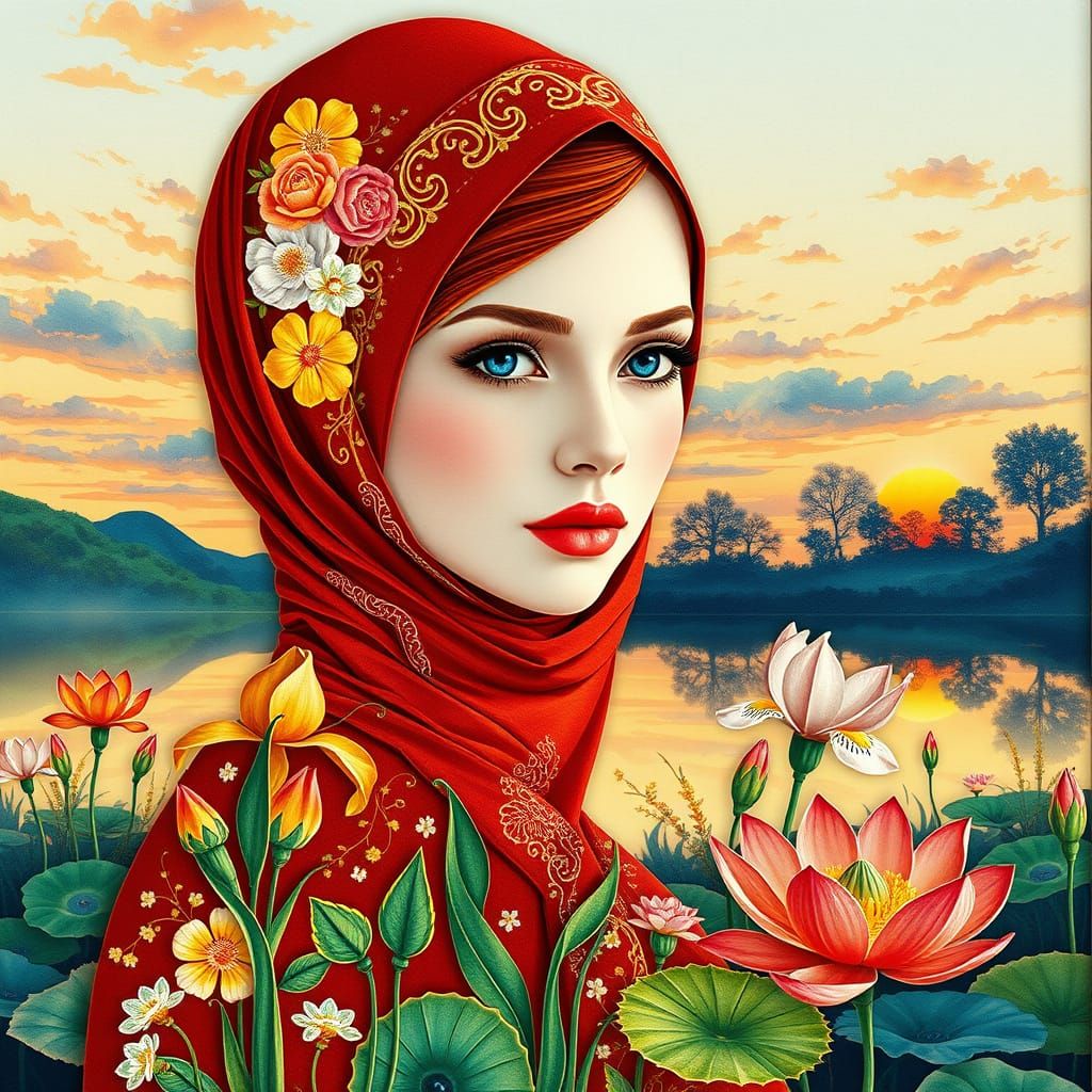 A portrait of a Beautiful Russian Hijab