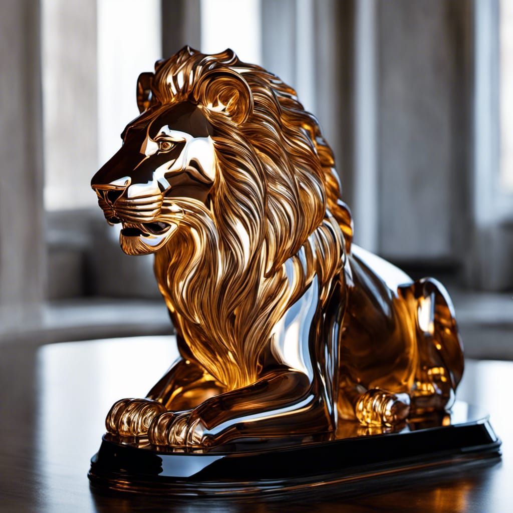 Glass Blown Lion Sculpture in Psychedelic Colors