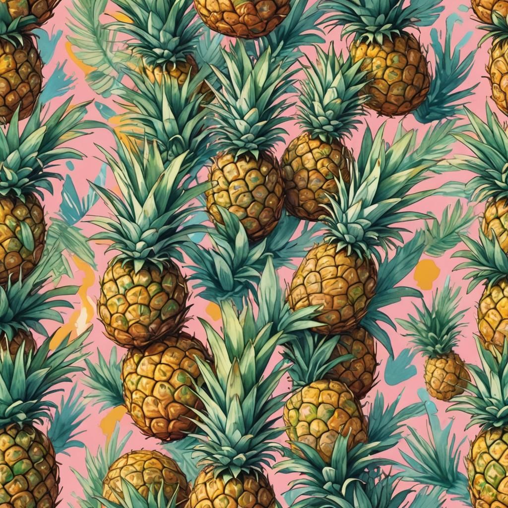 Charming Pineapple Still Life in Beatrix Potter Style