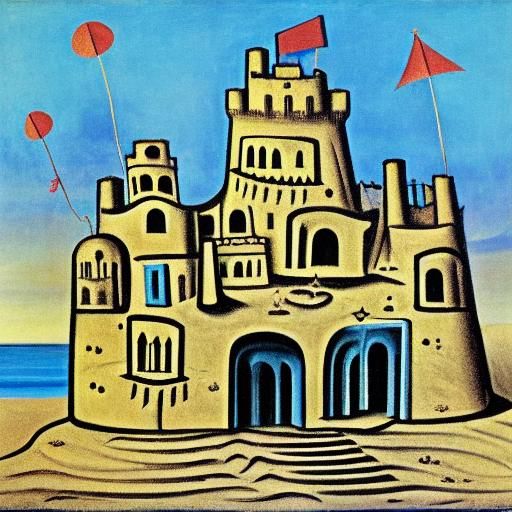 Sand Castle Symbolism: A Surreal Expressionist Vision