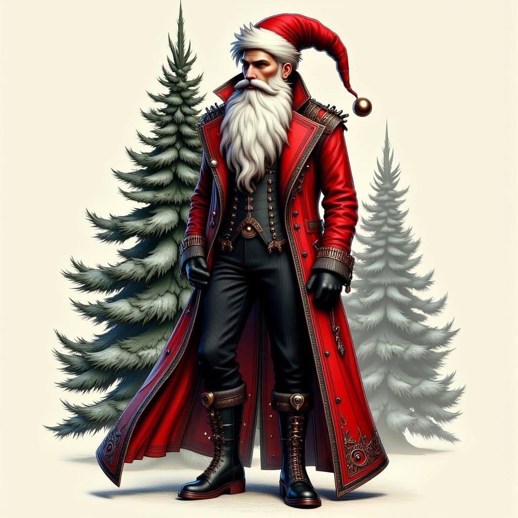 Art Nouveau Punk Santa Claus Sublimation Graphic