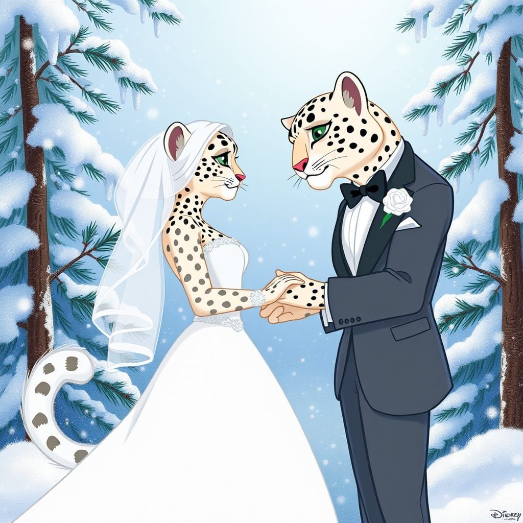 Whimsical Snow Leopard Wedding in Winter Wonderland Style