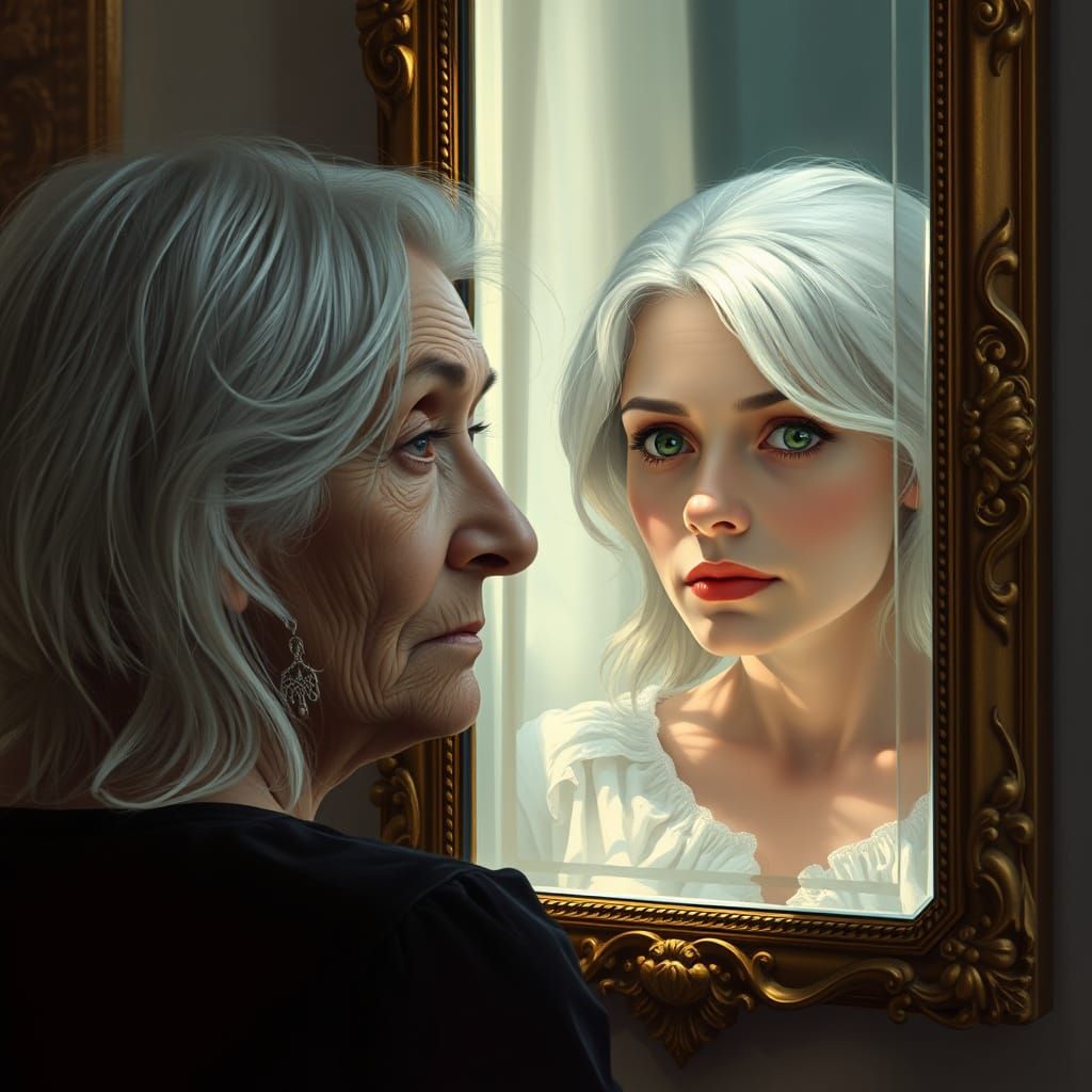 Time's Passage Reflected in Antique Mirror