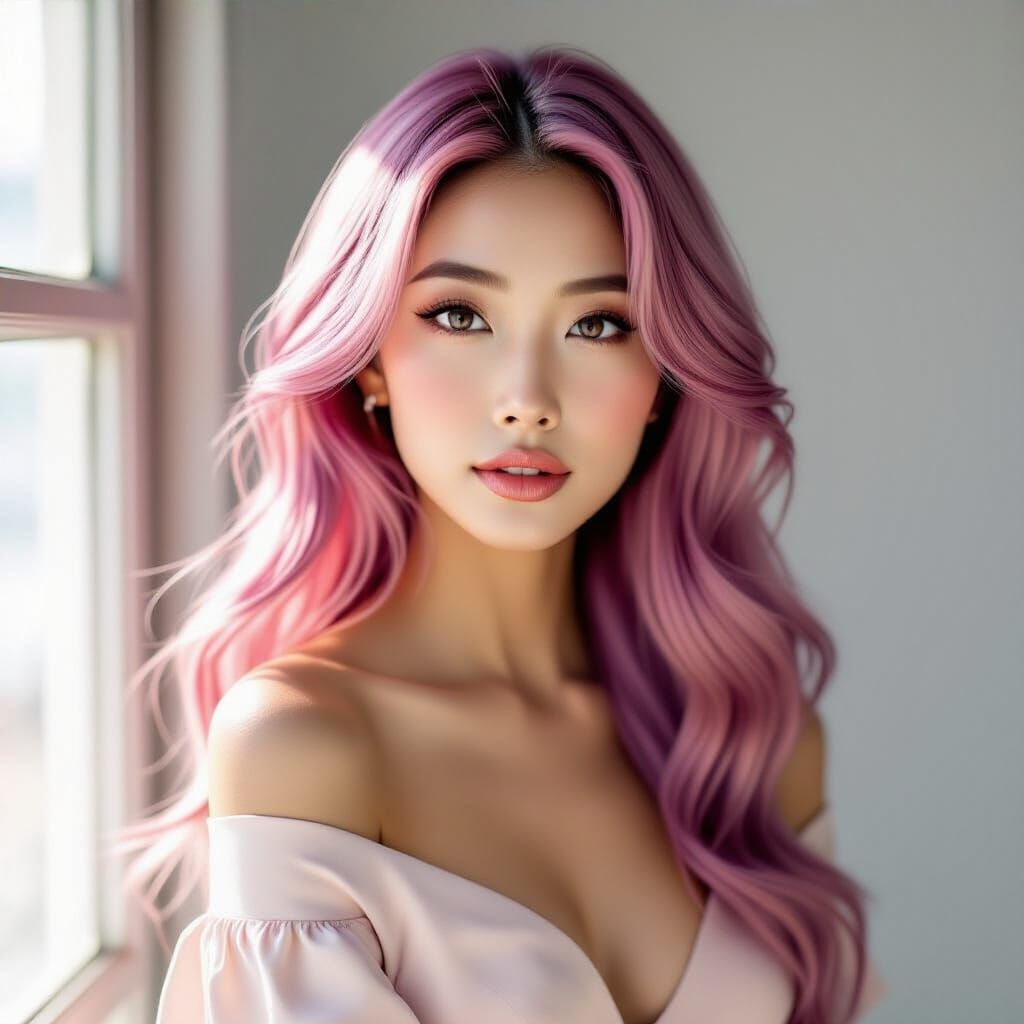 Stunning Asian Woman Portrait in Glamorous Studio Style