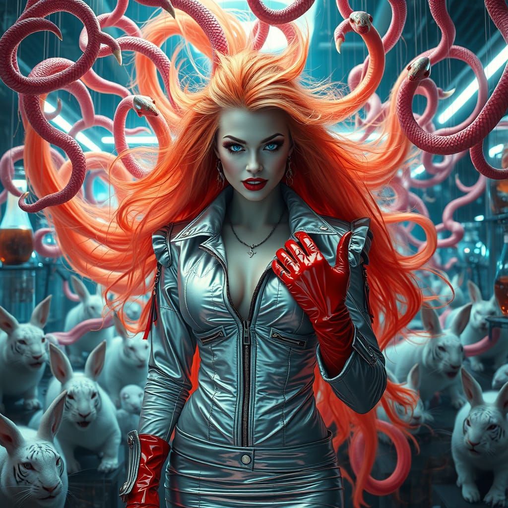 Vampire Goddess in Neon Lab, Cinematic Film Still