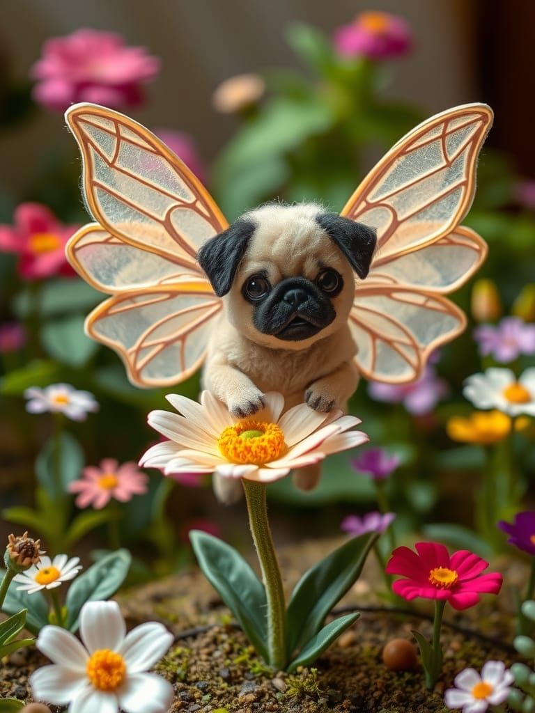 Miniature Fairy-Pug at Fantasy Dress-Up Party