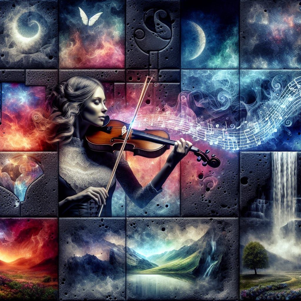 A hyper-realistic double exposure against abstract dark smokey background, semi abstract lithography artwork blending a ...