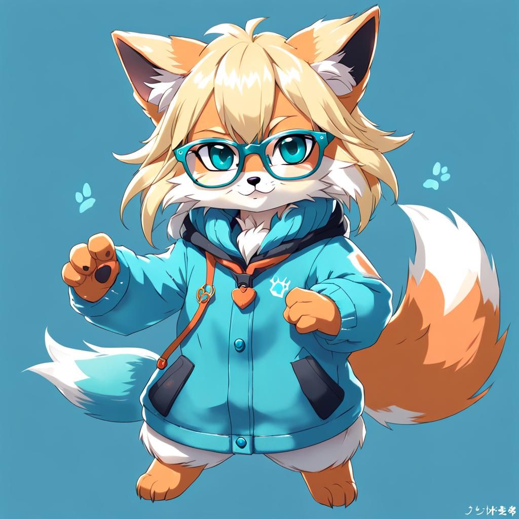 Anime Fox Character with Glasses and Blond Hair