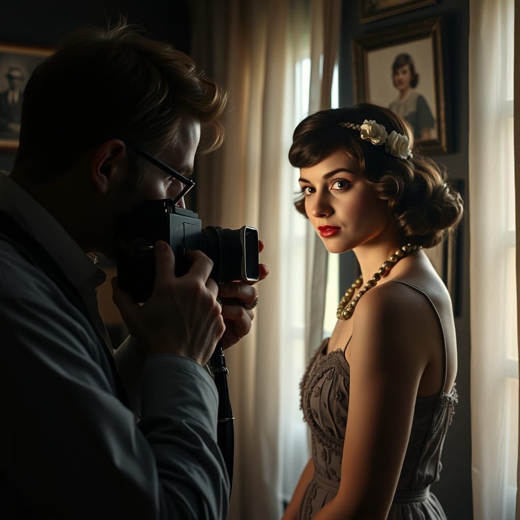 Vintage Photographer Captures Flapper Portrait in Studio