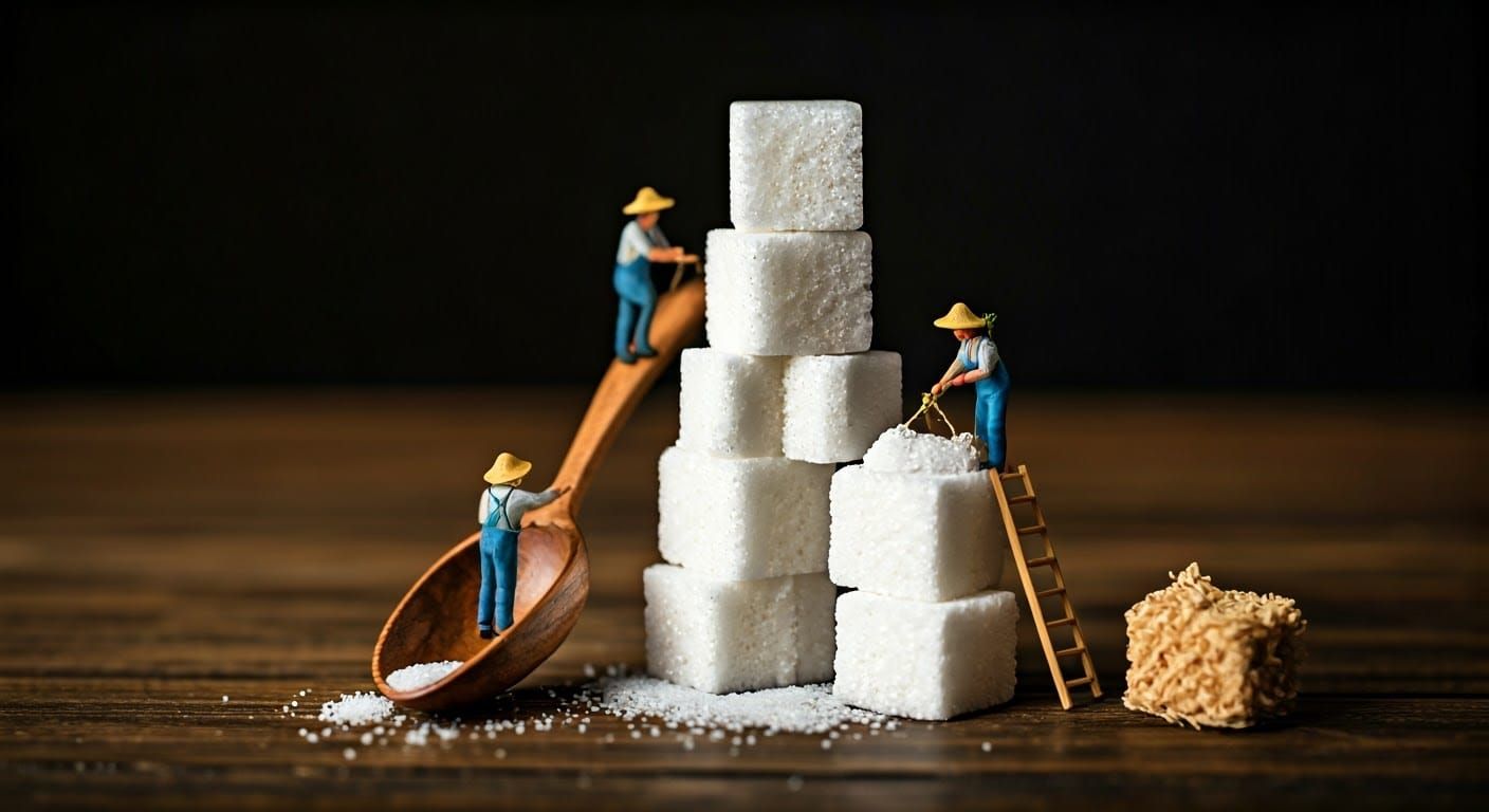 Sugar Cubes Harvested in Miniature Fantasy Landscape