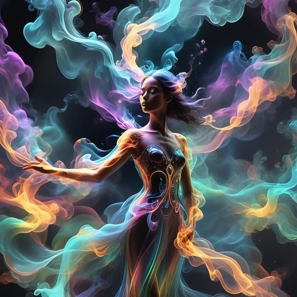 Ethereal Neon Aura in Dark Fantasy Style