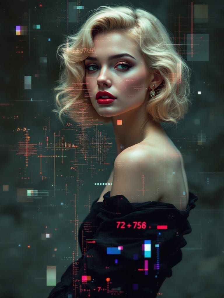 Ryoji Ikeda-Inspired Glitch Photo of 1950s Pin-Up