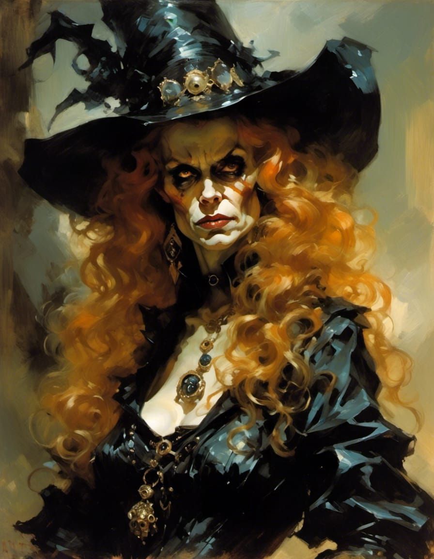 Dark Witch Portrait in Chiaroscuro Style