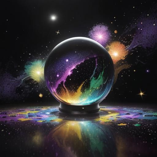 Galactic Abstract View Inside Glass Sphere