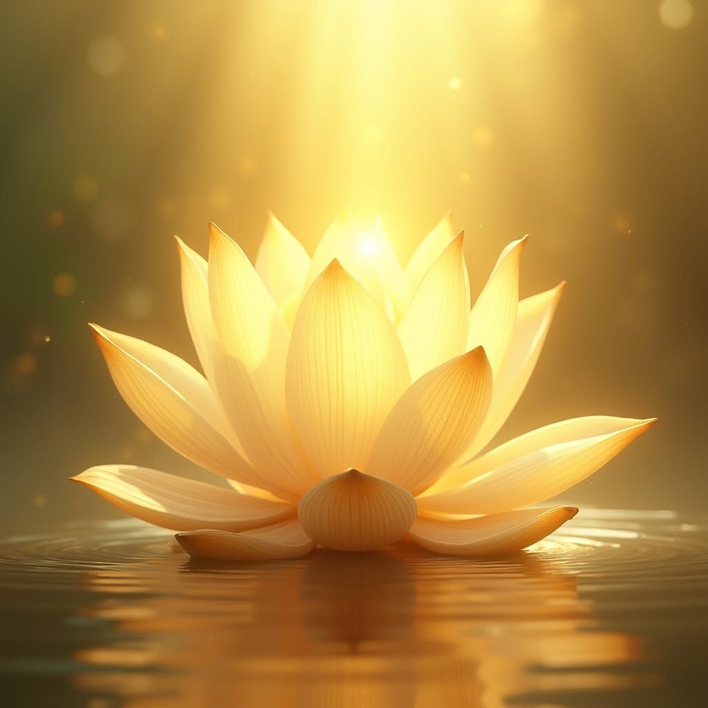 Radiant Golden Lotus Flower in Ethereal Light