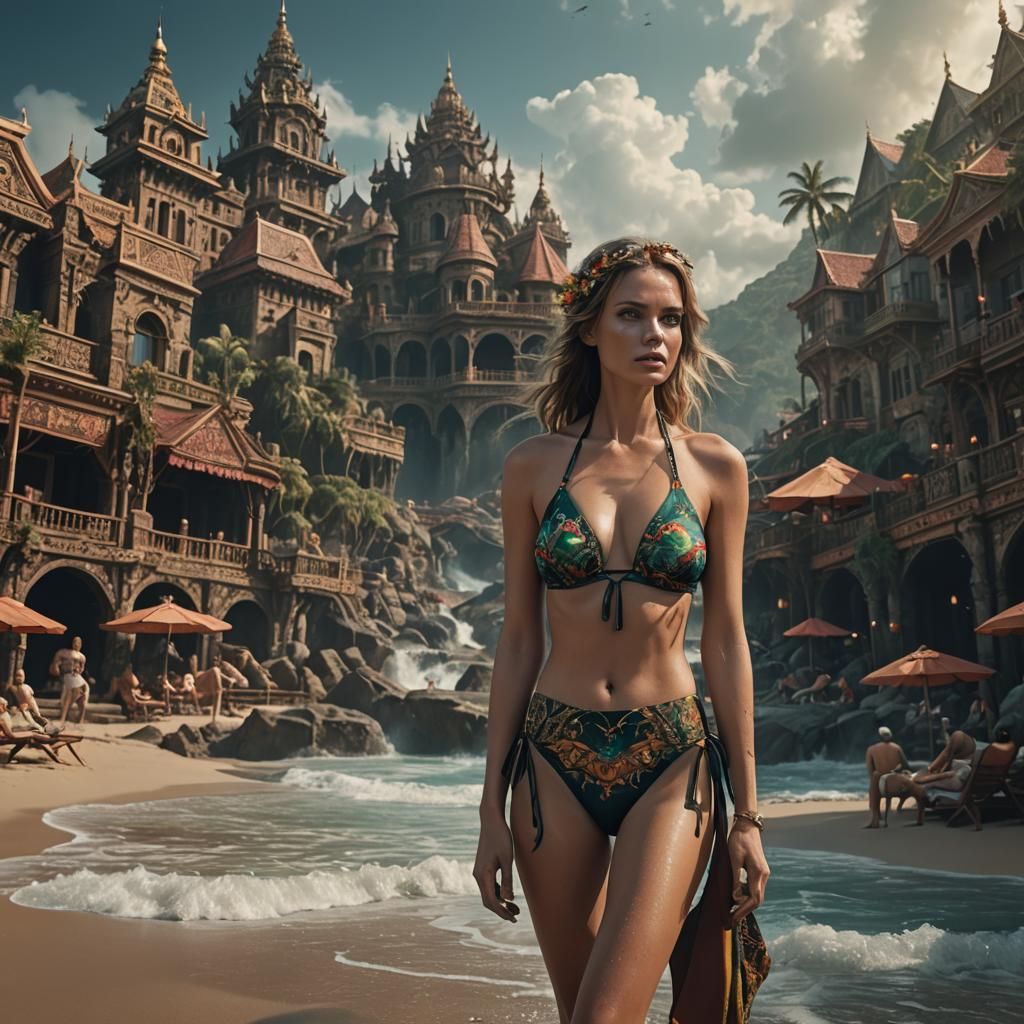Anna as Bikini Model: Digital Matte Painting