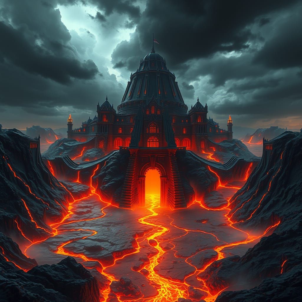 Volcanic Island Fortress Supervillain Hideout