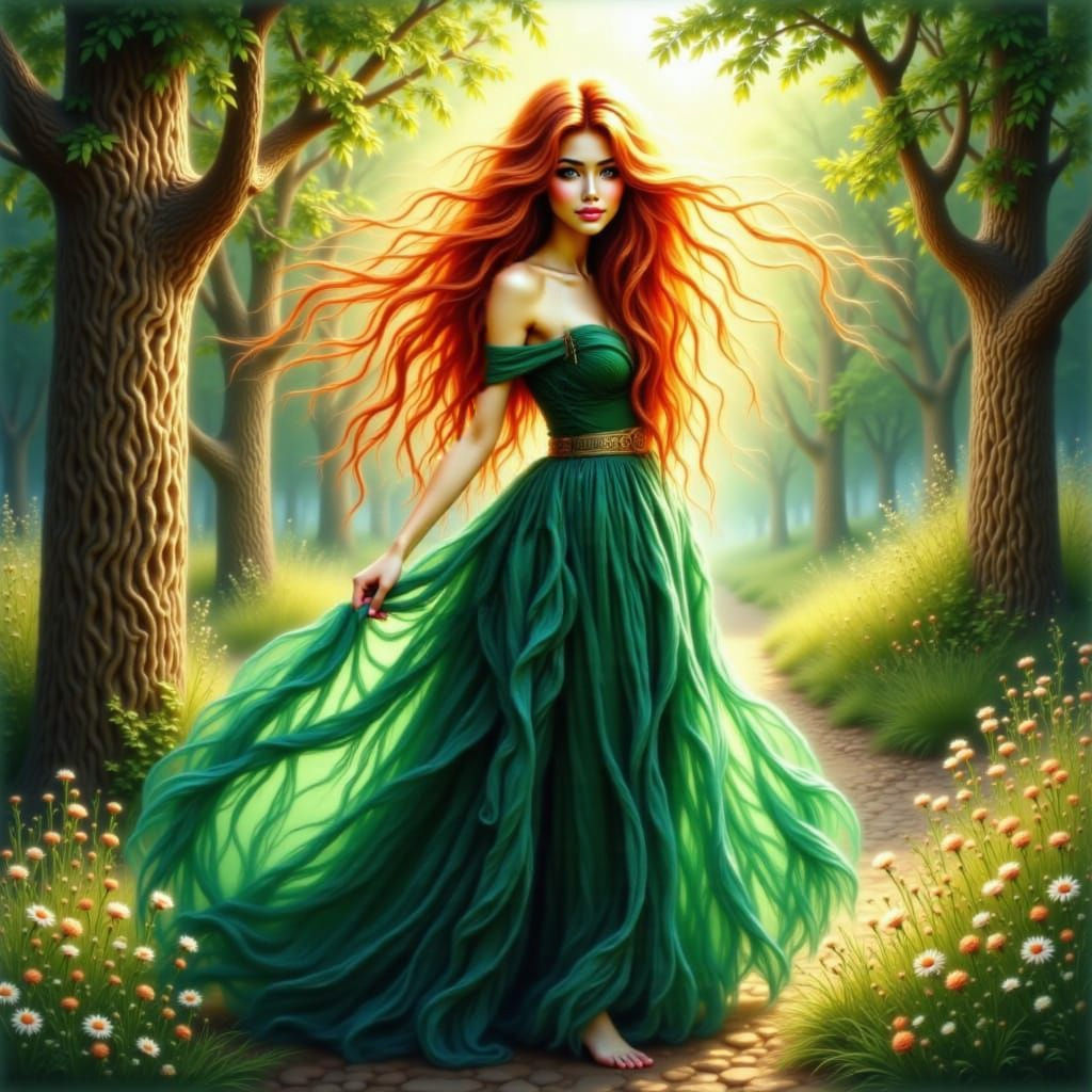 Pretty Woman Portrait in Oil Paint Style