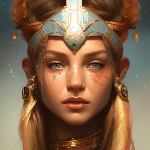 Viking Goddess Portrait in Hyperdetailed Style