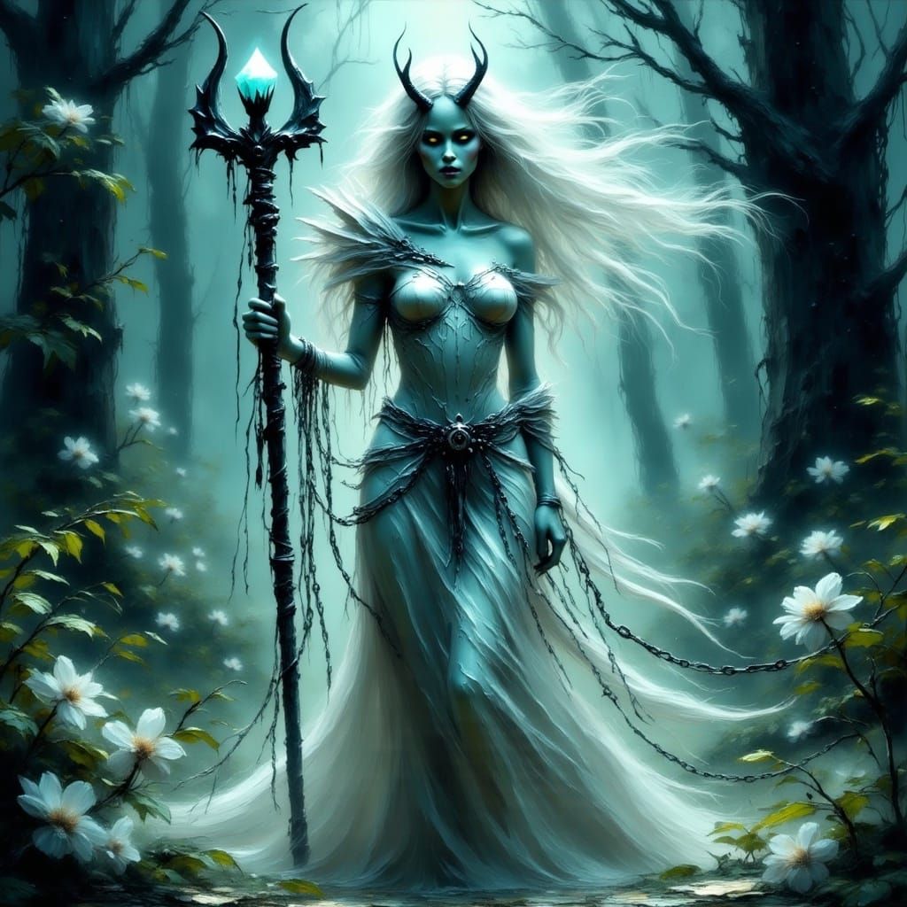 Spectral Demon Lord Radiates Elegance in a Haunting Ethereal...