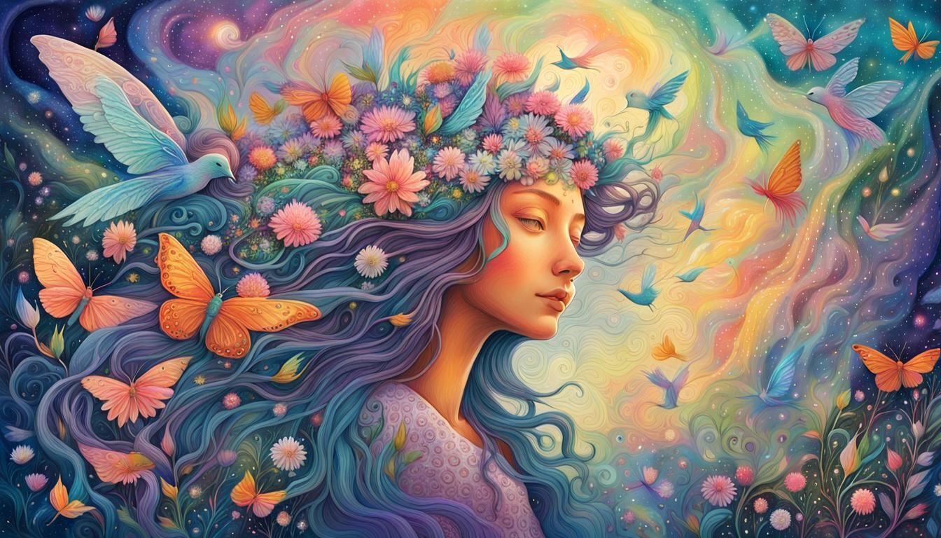 Astral Fairy in Cosmic Garden: Visionary Art