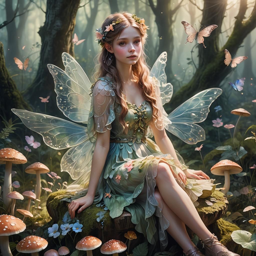 Enchanted Fairy Portrait in Forest Concept Art