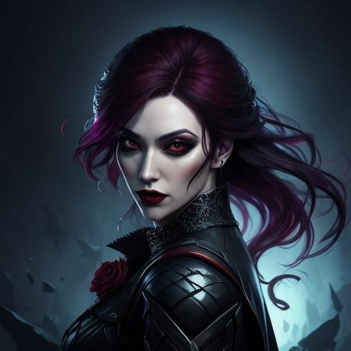Vampire Seductress in Splash Art Style