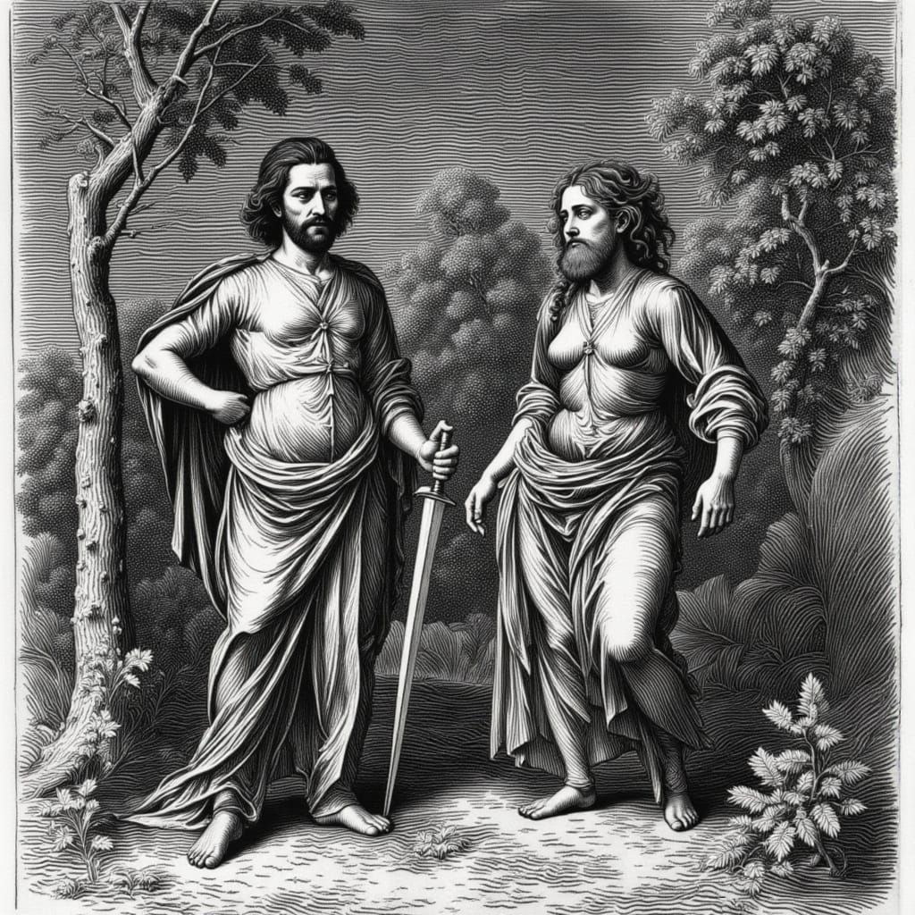 Gustave Doré Style Engraving of Judith and Holofernes