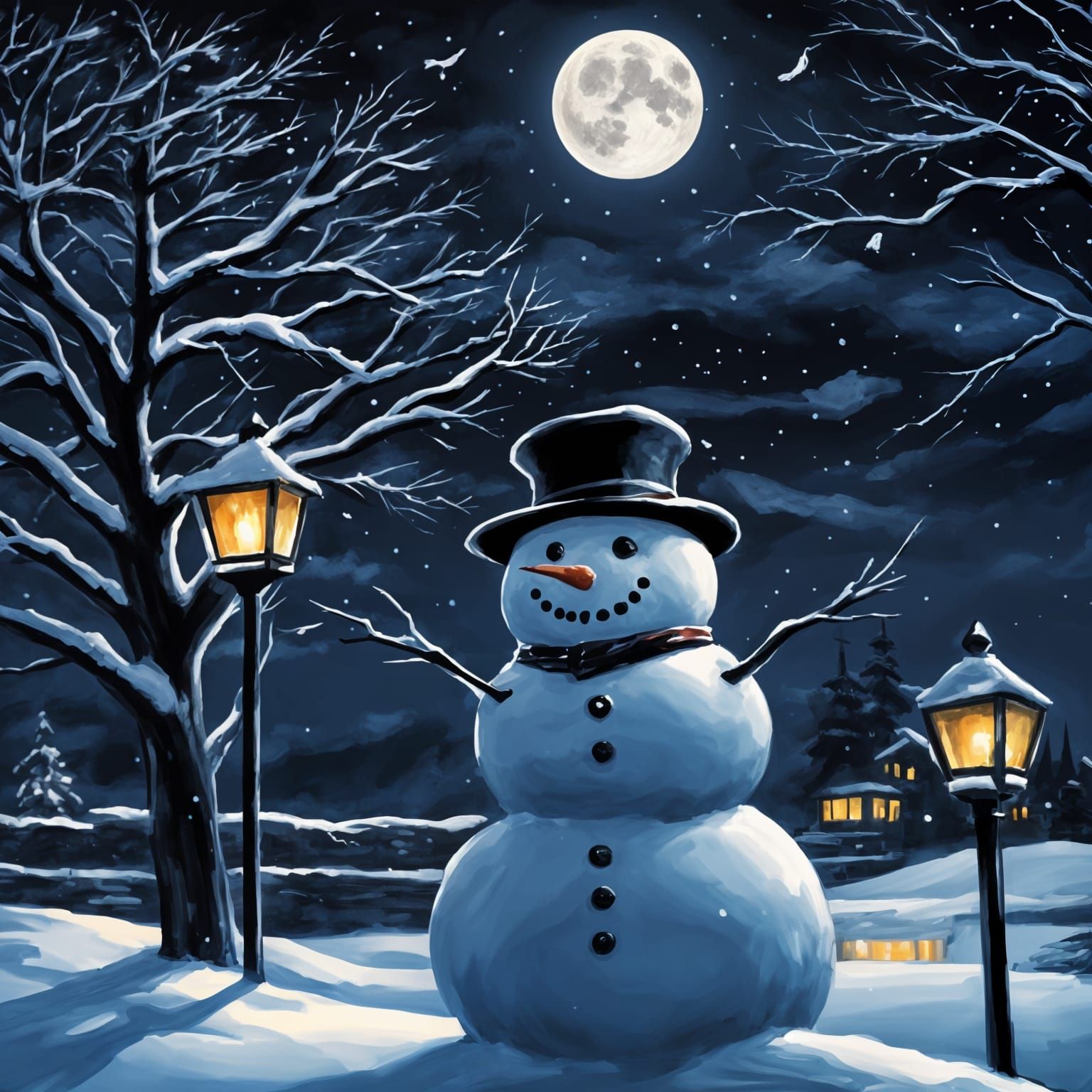 Friday, black, snowman, night, scenery