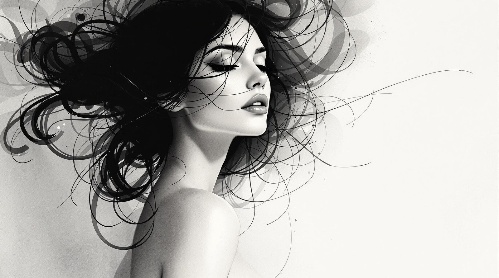 Delicate Minimalist Line Drawing of a Woman