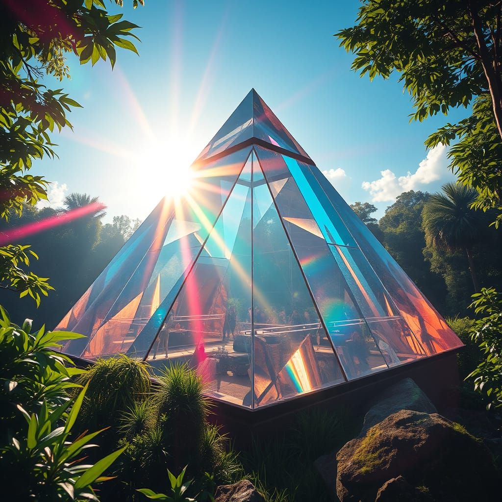 Giant Prism Pyramid Complex with Rainbow Light