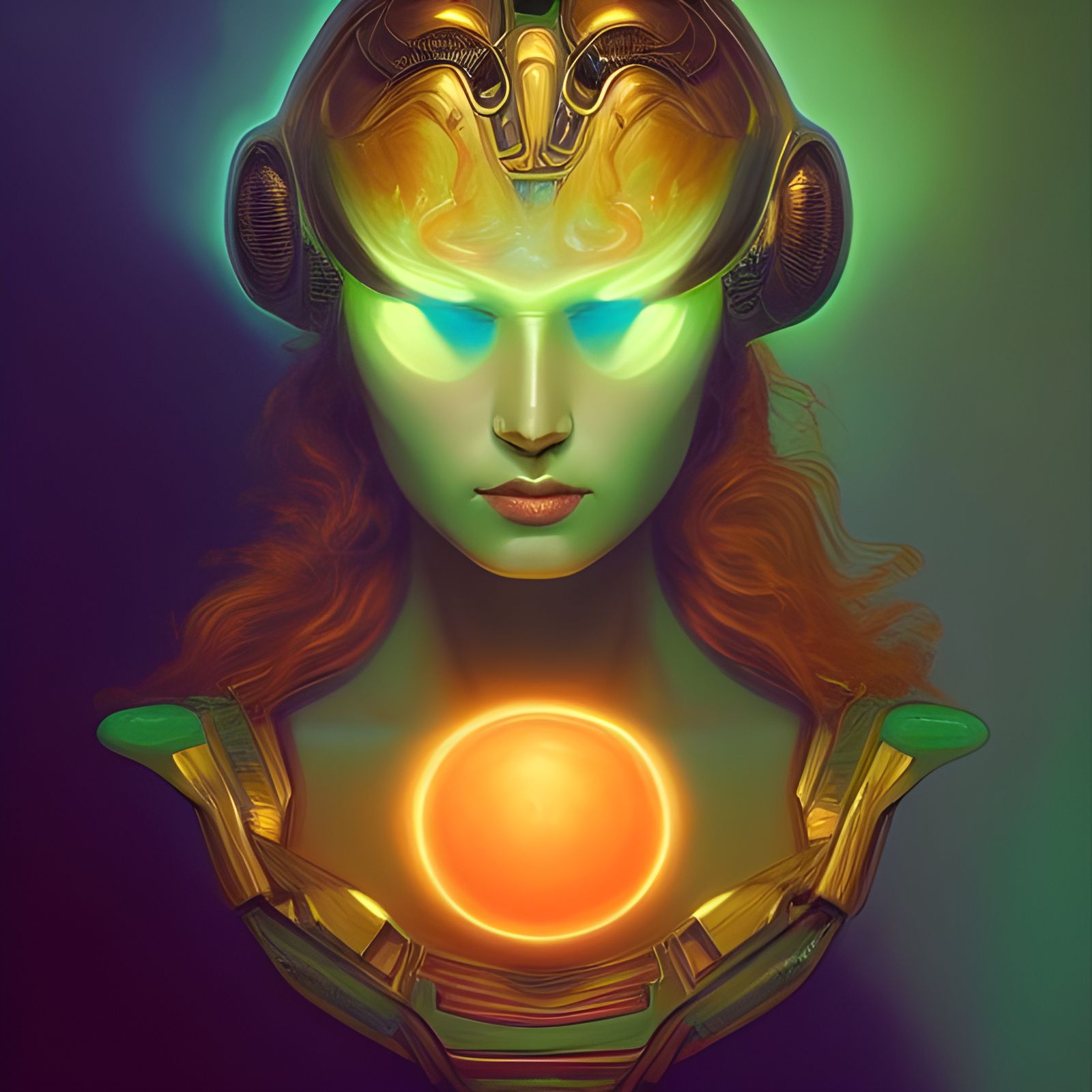 Stunning Alien Goddess Portrait in Digital Art Style