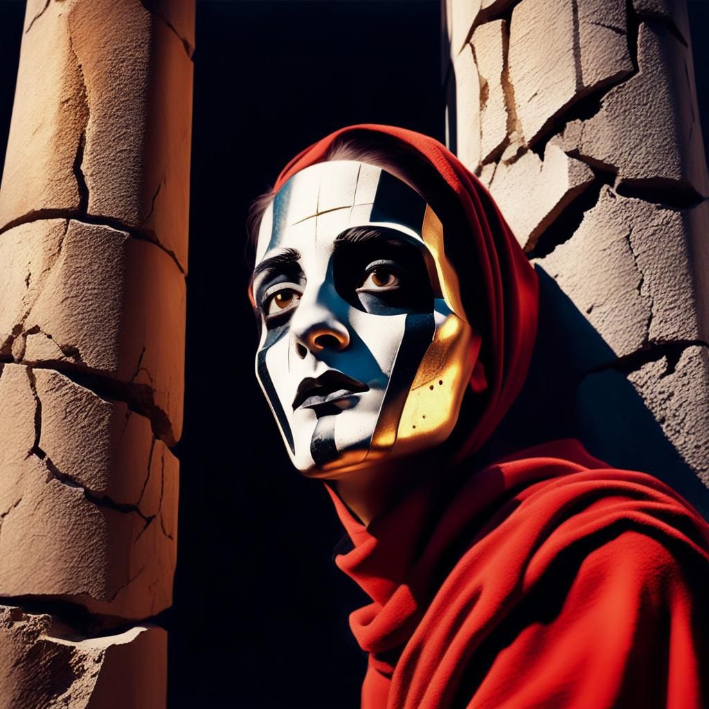 Broken Column on Atlas Page, in Surreal Digital Art