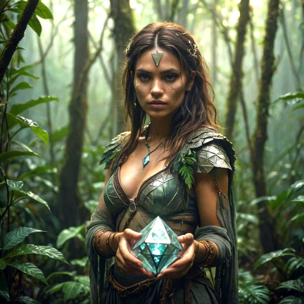 Jungle Warrior with Floating Octahedron