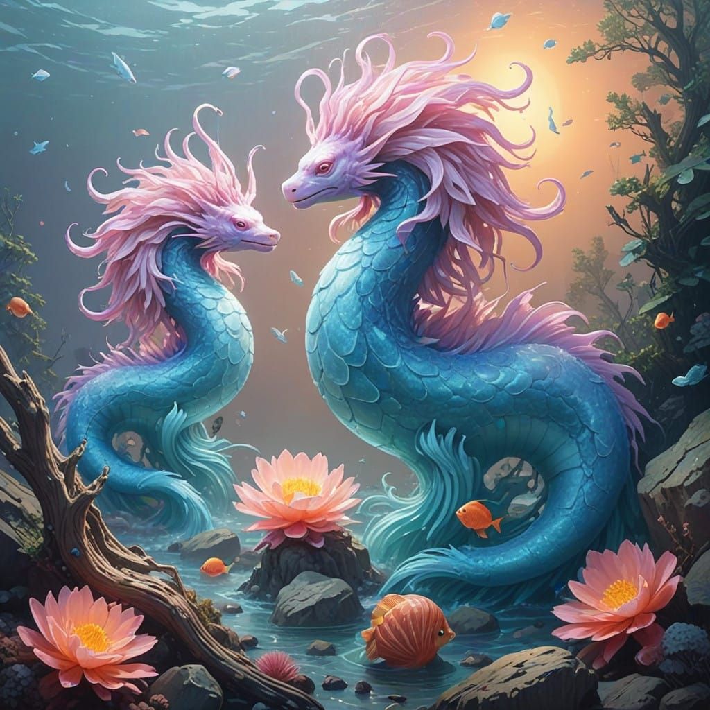 Ethereal Wave Elemental in Tropical Oceanic Scene