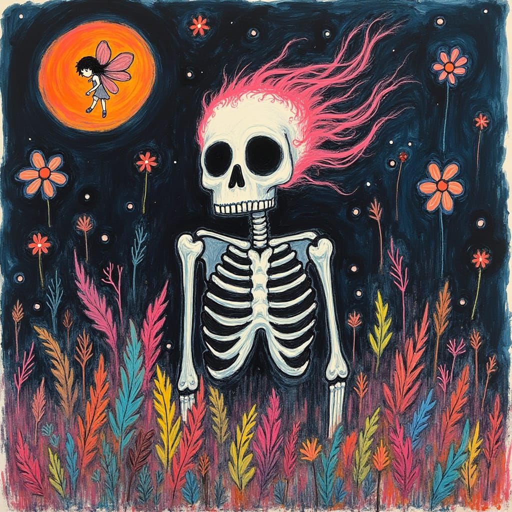 Land of the Dead: Child's Surreal Crayon Drawing